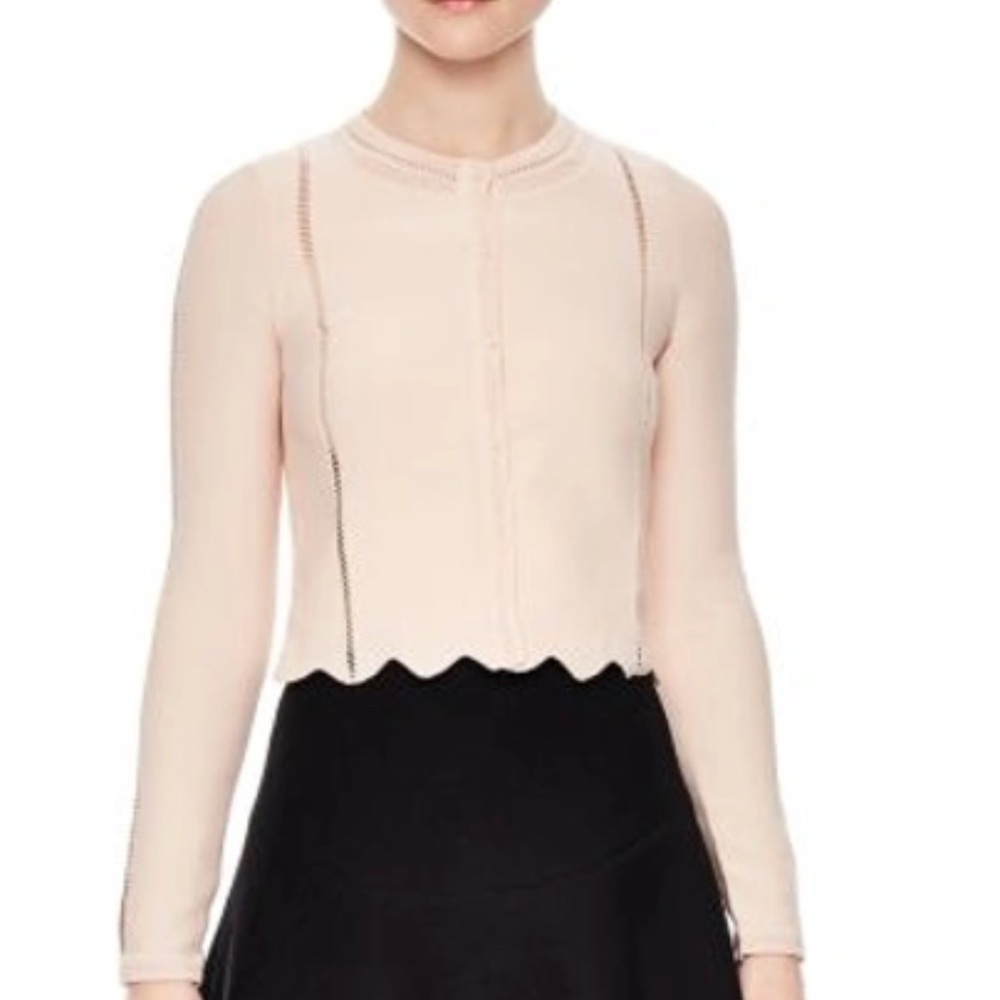 NWOT Sandro Diane Cardigan Scalloped Hem in Blush Pink